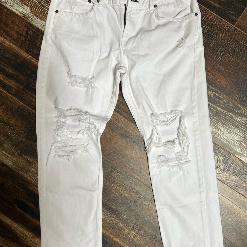 Rag & Bone Distressed White Ripped Jeans